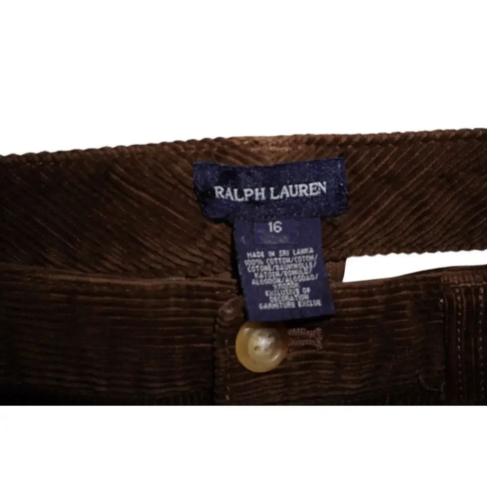 Ralph Lauren Kids Brown Corduroy Skirt – Size 16 – Y2K Preppy Crown Logo